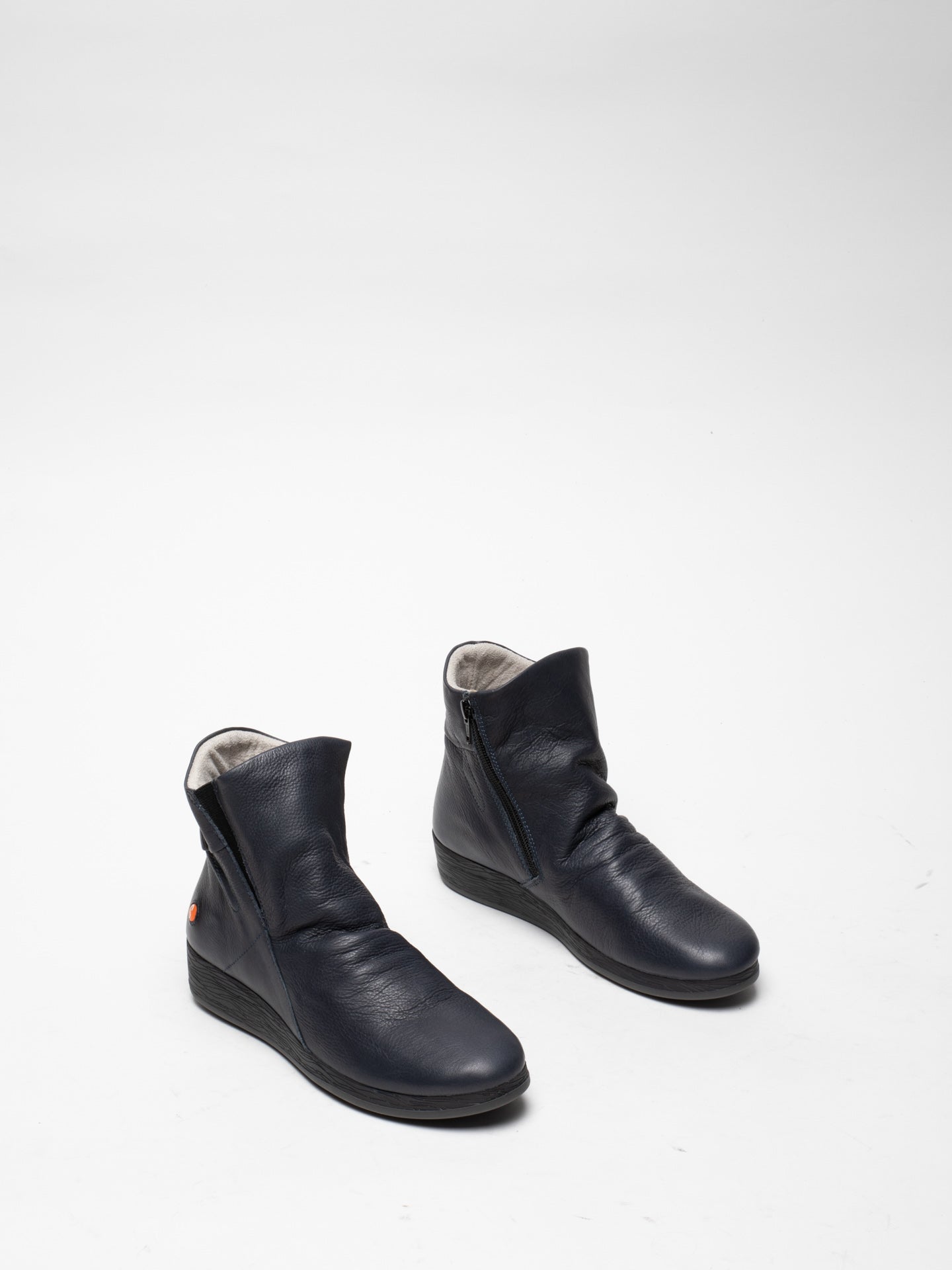 Softinos Navy Zip Up Ankle Boots
